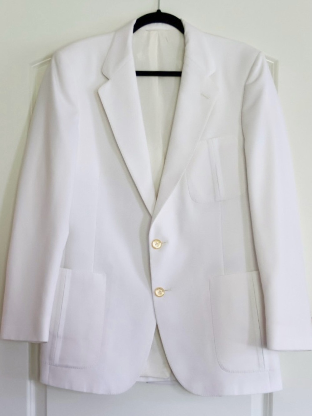Vintage Lanvin Paris New York White Blazer Size L Gold Buttons